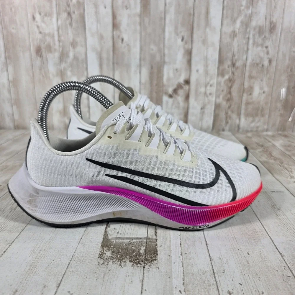 Nike‎ Air Zoom Pegasus 37 Womens Running Shoes White Black BQ9647-103 Size 6
